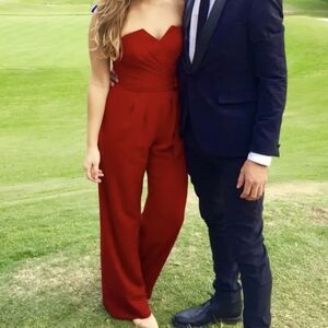 Jill Stuart Red Crepe Boned Jumpsuit Size 2